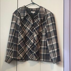 Dress Barn Black and Cream Checkered Blazer